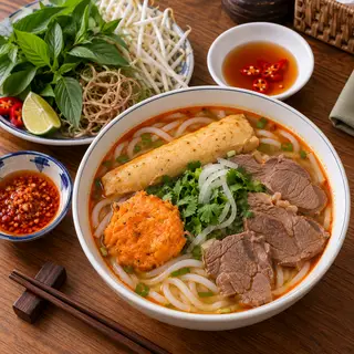 Hình ảnh Bún bò huế đầy đủ không móng