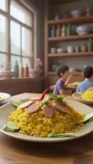 Hình ảnh Cơm chiên trứng xúc xích