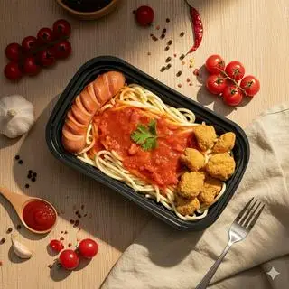 Hình ảnh Mì Ý Gà Viên Xúc Xích