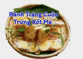 Hình ảnh Bánh tráng cuốn trứng sốt me
