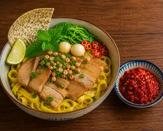 Hình ảnh Mỳ quảng thịt trứng cút