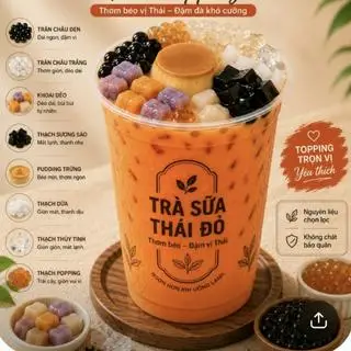 Hình ảnh Trà Sữa Thái Đỏ full topping 