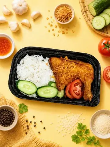 Hình ảnh Cơm Đùi Gà Xối Mỡ Mắm Tỏi