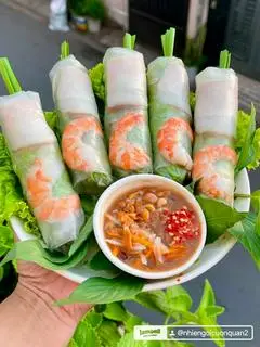 Hình ảnh gỏi cuốn tôm thịt 10 cuốn tương đậu phộng