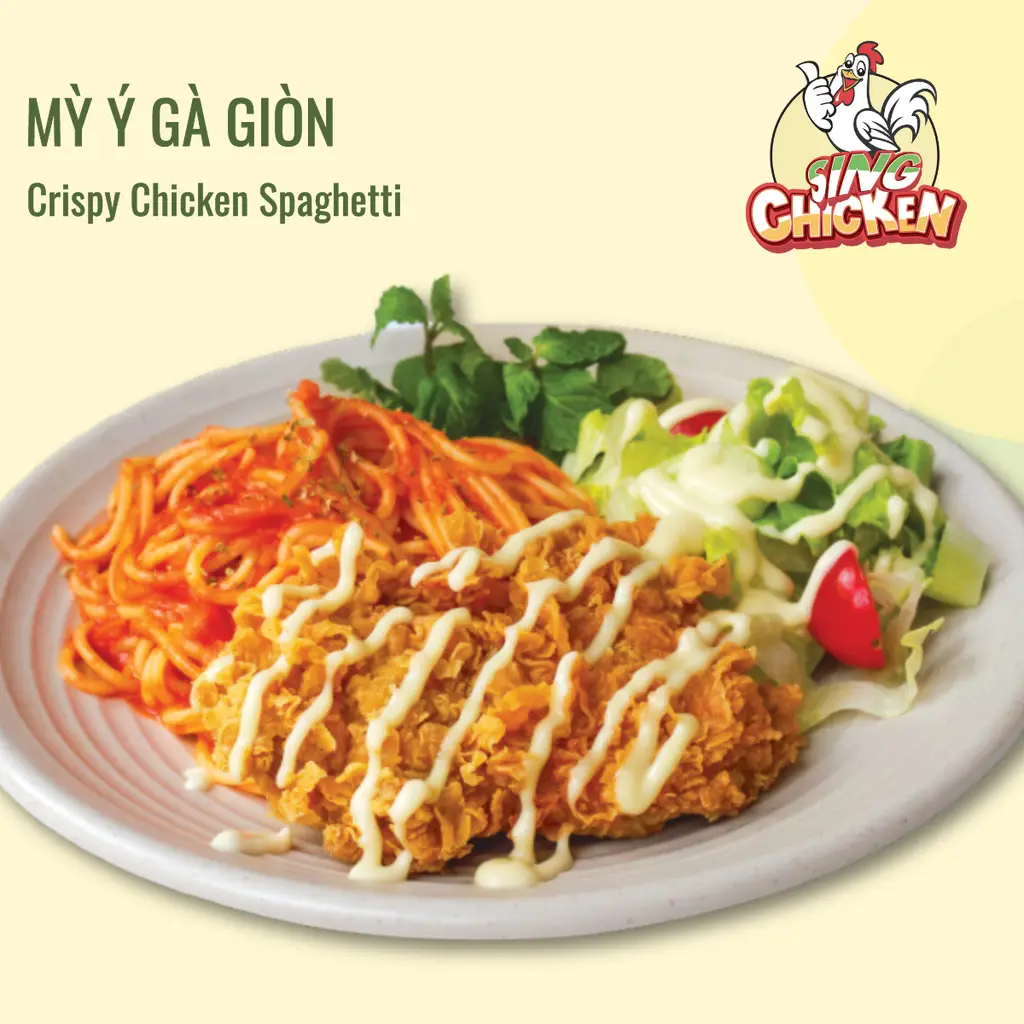 Hình ảnh mì ý gà giòn sốt teri