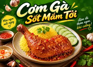 Hình ảnh Cơm Gà Sốt Mắm Tỏi