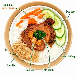 Hình ảnh Cơm Tấm Sườn Bì + Canh