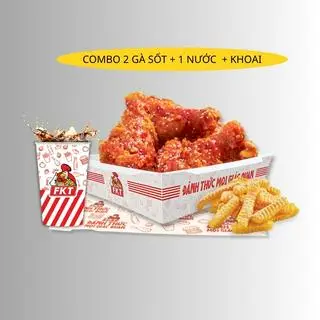 Hình ảnh combo 2 Gà sốt + 1 ly nước + khoai
