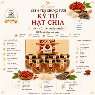 Hình ảnh Set 6 Yến Chưng Tươi Kỷ Tử Hạt Chia – 12g Yến/Hũ 100ml