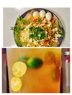 Hình ảnh Combo 2 - bánh tráng trộn phơi sương mỡ hành - trà tắc