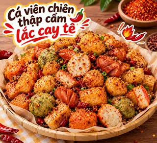 Hình ảnh Cá viên chiên lắc cay tê khổng lồ