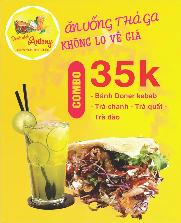 Hình ảnh Combo : Bánh Doner Kebab - Trà Quất