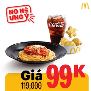 Hình ảnh Phần Ăn Mì Ý Kèm Gà Viên và Nước cỡ Lớn