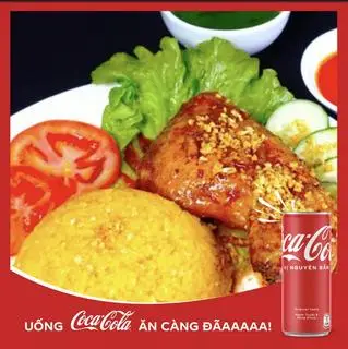 Hình ảnh Cơm gà xối mỡ sốt Mật ong lớn + Coca