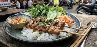Hình ảnh Cơm thịt xiên nướng