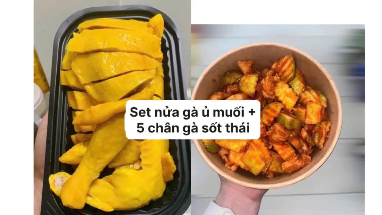 Hình ảnh Set gà ủ muối + chân gà sốt thái