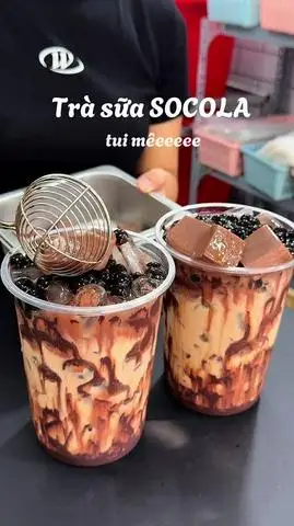 Hình ảnh Trà sữa socola full topping 1000ml