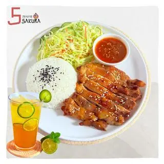 Hình ảnh Cơm Gà Nướng + Trà Chanh