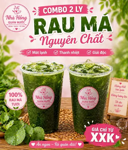 Hình ảnh Combo 2 Ly Rau Má Nguyên Chất khổng Lồ 800ml 
