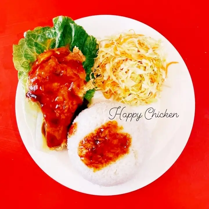 Hình ảnh cơm gà sốt chua ngọt hàn quốc 