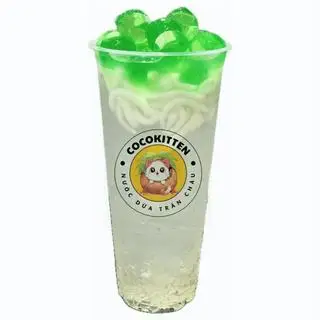 Hình ảnh Nước dừa cheese ball lá dứa + trân châu dừa sợi (500ml)