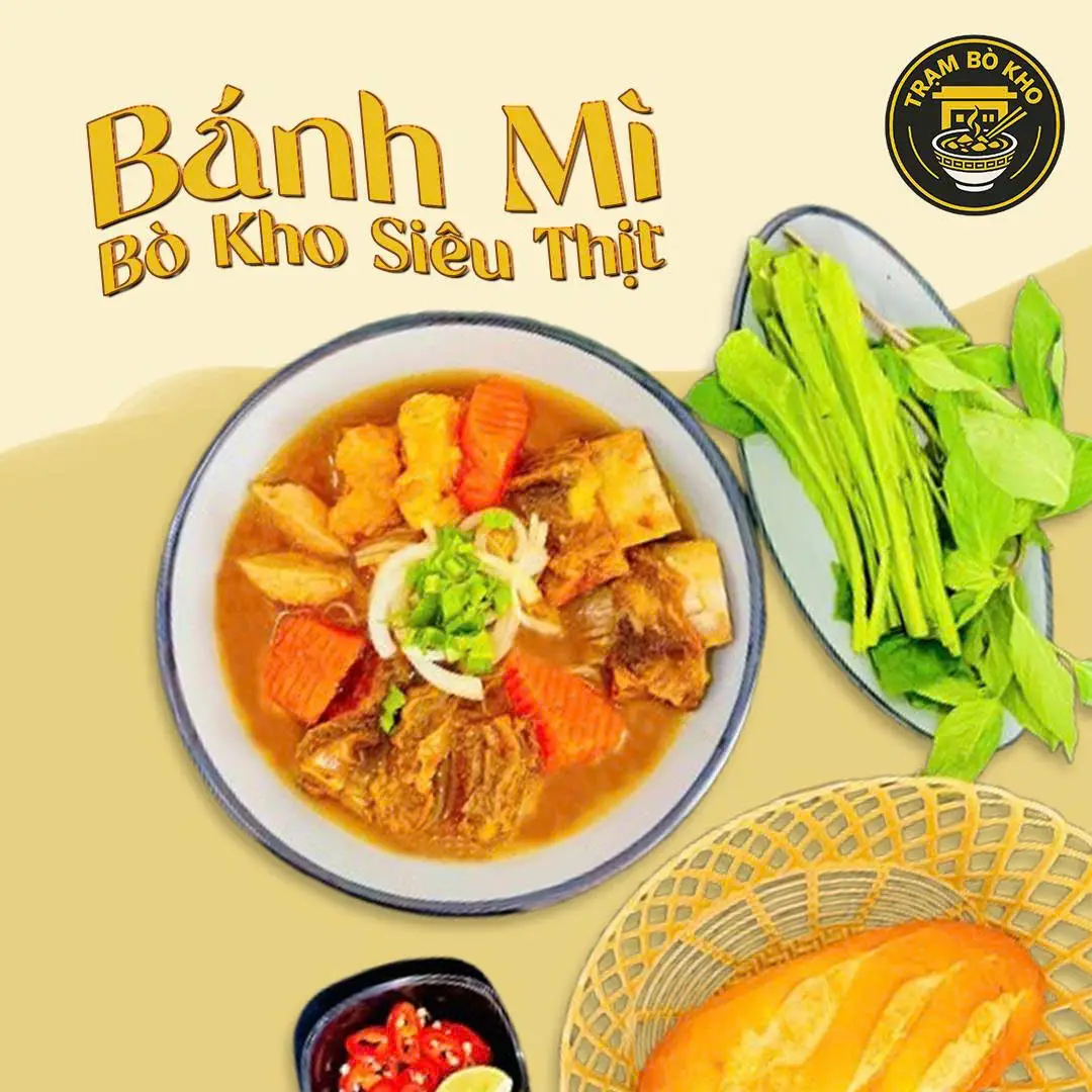 Hình ảnh Bánh mì bò kho phần siêu thịt