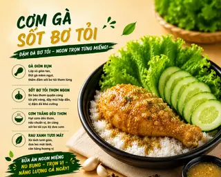 Hình ảnh Cơm thố gà giòn sốt bơ tỏi