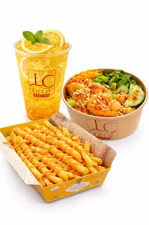 Hình ảnh Combo Cá viên sốt thái + khoai tây + trà chanh