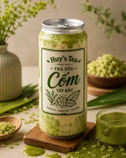 Hình ảnh Trà Sữa Cốm Lá Nếp - Chai 500ml