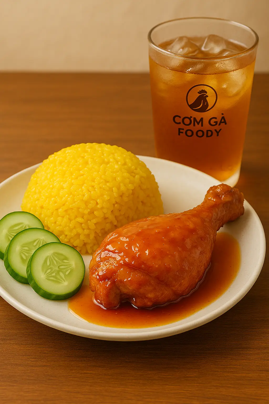 Hình ảnh Cơm Đùi Gà Nướng Mật Ong - Trà Sâm Dứa