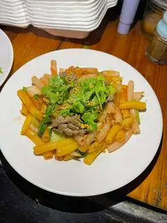 Hình ảnh Combo nui xào bò - trà tắc