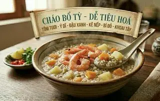 Hình ảnh Cháo bổ tỳ - tôm + đậu xanh + kê nếp + bí đỏ + khoai tây