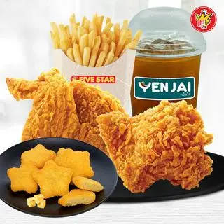 Hình ảnh 2 Gà Giòn + Gà Nugget Five Star + Khoai Tây + Trà Chanh