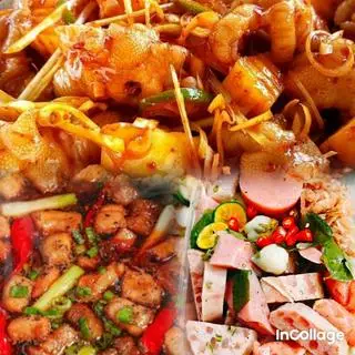 Hình ảnh Chân gà rút xương nem chả trộn sốt tóp mỡ phần 2 ng ăn