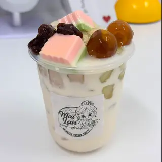 Hình ảnh Trà sữa gạo rang full topping nhà làm