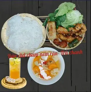 Hình ảnh Bún chả chấm - nem rán- trà chanh