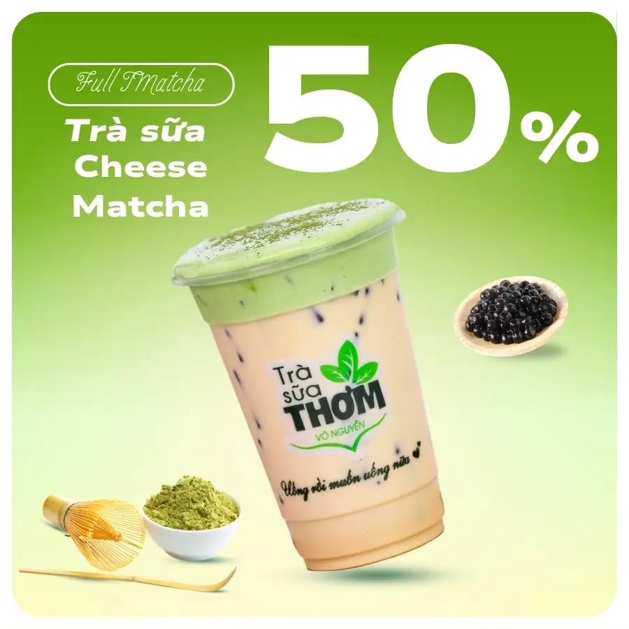 Hình ảnh Trà Sữa Thơm Kem Cheese Matcha Topping