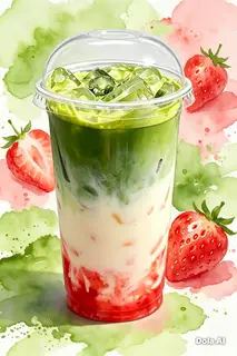 Hình ảnh Matcha latte Dâu