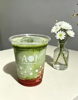 Hình ảnh matcha latte dâu