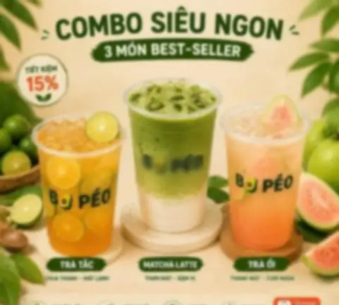 Hình ảnh Kem bơ dừa, matcha latte, trà sữa thạch đào