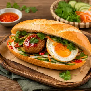 Hình ảnh bánh mì trứng xíu mại 