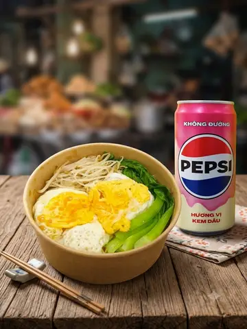 Hình ảnh COMBO Mì trộn 2 trứng + PEPSI Kem dâu