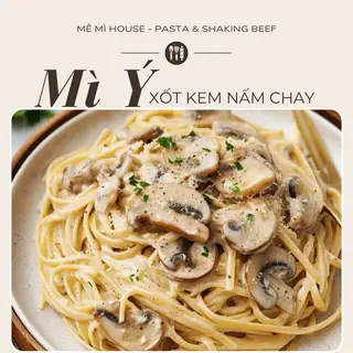 Hình ảnh Mì Ý xốt kem nấm chay healing nè