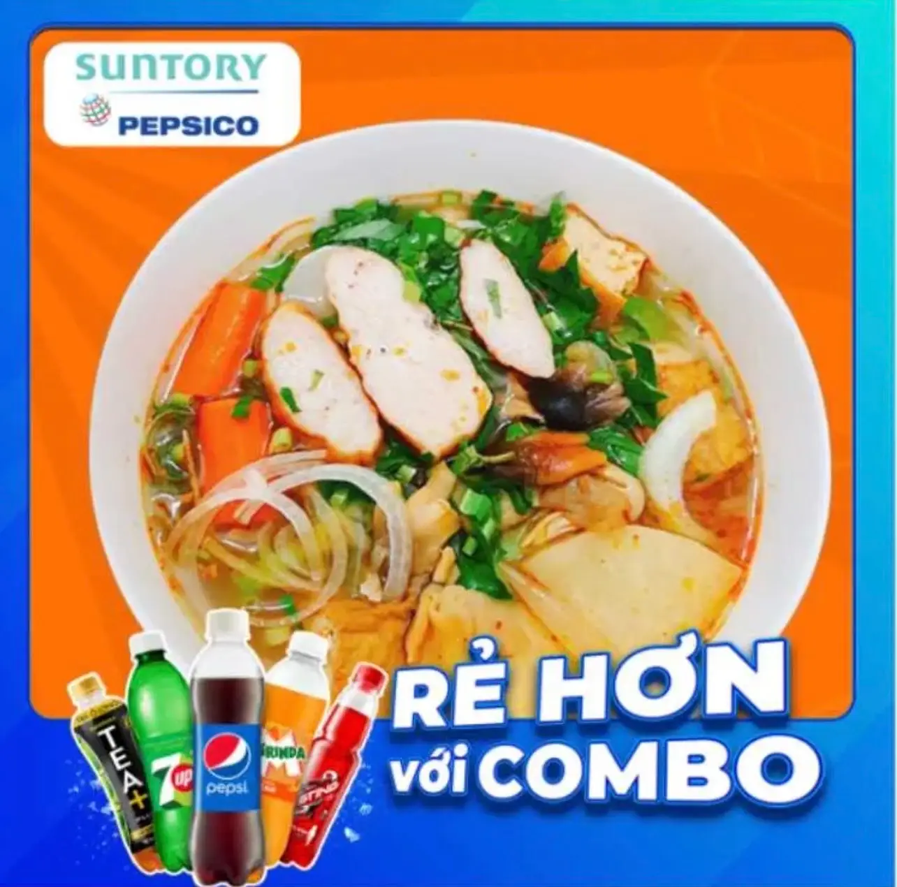 Hình ảnh bún huế + chai pepsi
