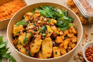 Hình ảnh Đậu hũ lăc sate tôm 