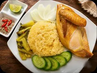 Hình ảnh Cơm gà hấp hành - gà ta