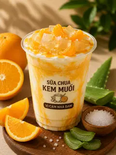Hình ảnh Sữa chua kem muối vị cam nha đam