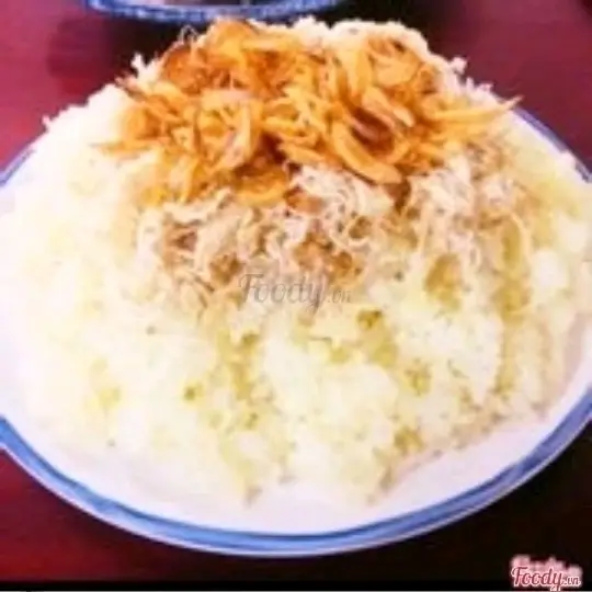 Hình ảnh xôi chà bông hành phi +nước trà chanh 