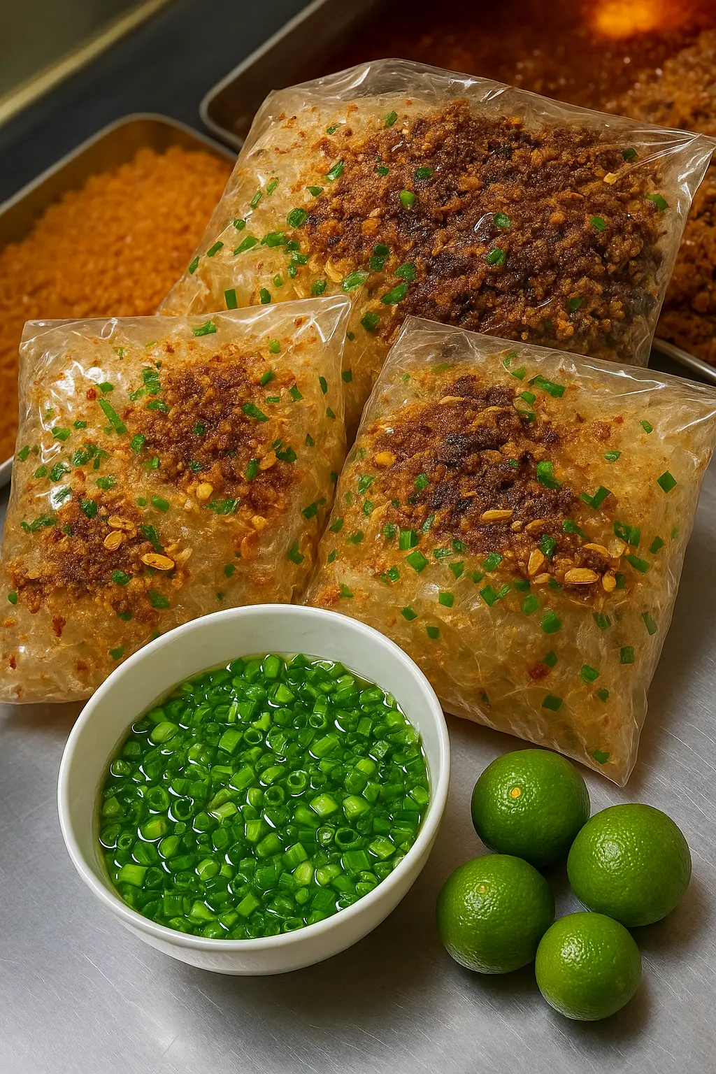 Hình ảnh Bánh tráng trộn mỡ hành