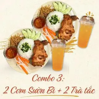 Hình ảnh Combo 3:  02 cơm sườn + bì + 02 Trà tắc